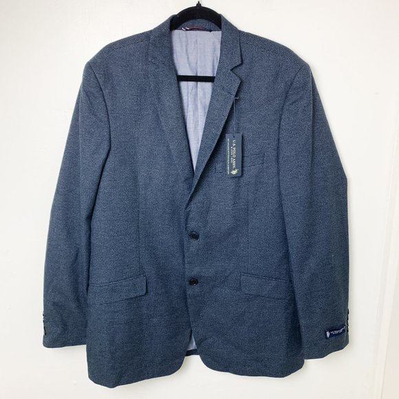NEW U.S. Polo Assn blue two button cotton sports coat blazer 42 R - Picture 1 of 6